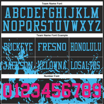 Custom Black Hot Pink-Sky Blue 3D Pattern Splash Authentic Football Jersey