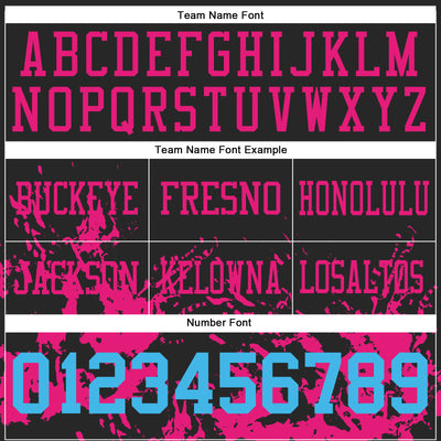 Custom Black Sky Blue-Hot Pink 3D Pattern Splash Authentic Football Jersey