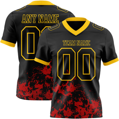 Custom Black Red-Yellow 3D Pattern Splash Authentic Football Jersey