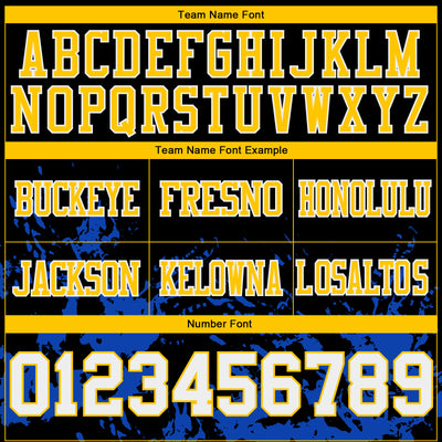 Custom Black White Thunder Blue-Yellow 3D Pattern Splash Authentic Football Jersey