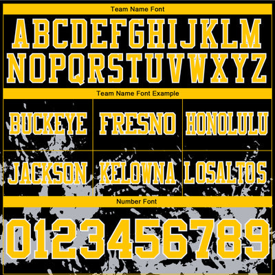 Custom Black Yellow Steel Gray-White 3D Pattern Splash Authentic Football Jersey