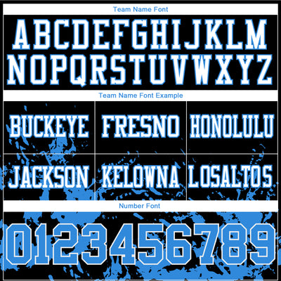 Custom Black Powder Blue-White 3D Pattern Splash Authentic Football Jersey