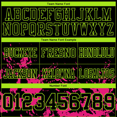 Custom Black Hot Pink-Neon Green 3D Pattern Splash Authentic Football Jersey