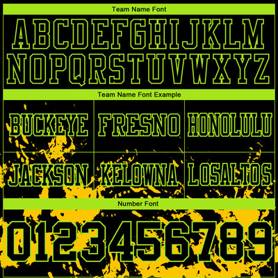 Custom Black Yellow-Neon Green 3D Pattern Splash Authentic Football Jersey