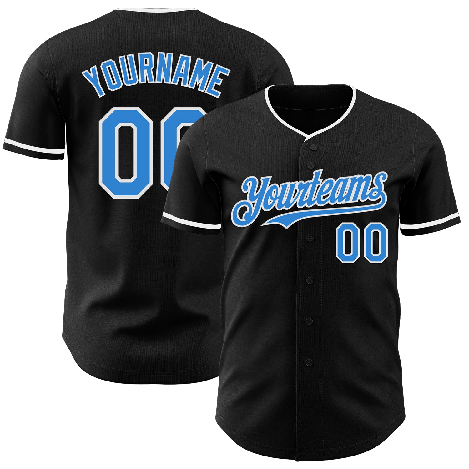 Custom Black Electric Blue-White Authentic Baseball Jersey