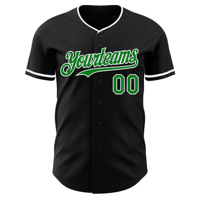 Custom Black Grass Green-White Authentic Baseball Jersey