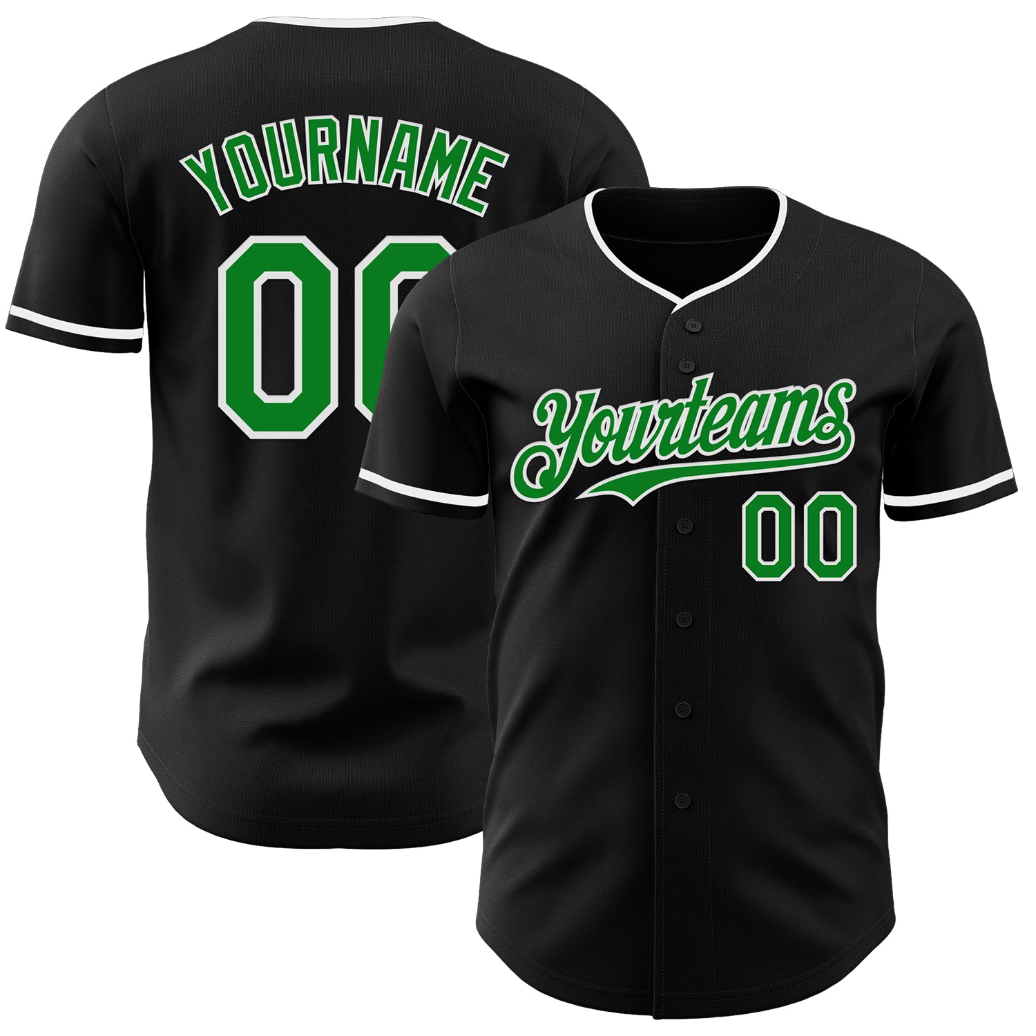 Custom Black Grass Green-White Authentic Baseball Jersey