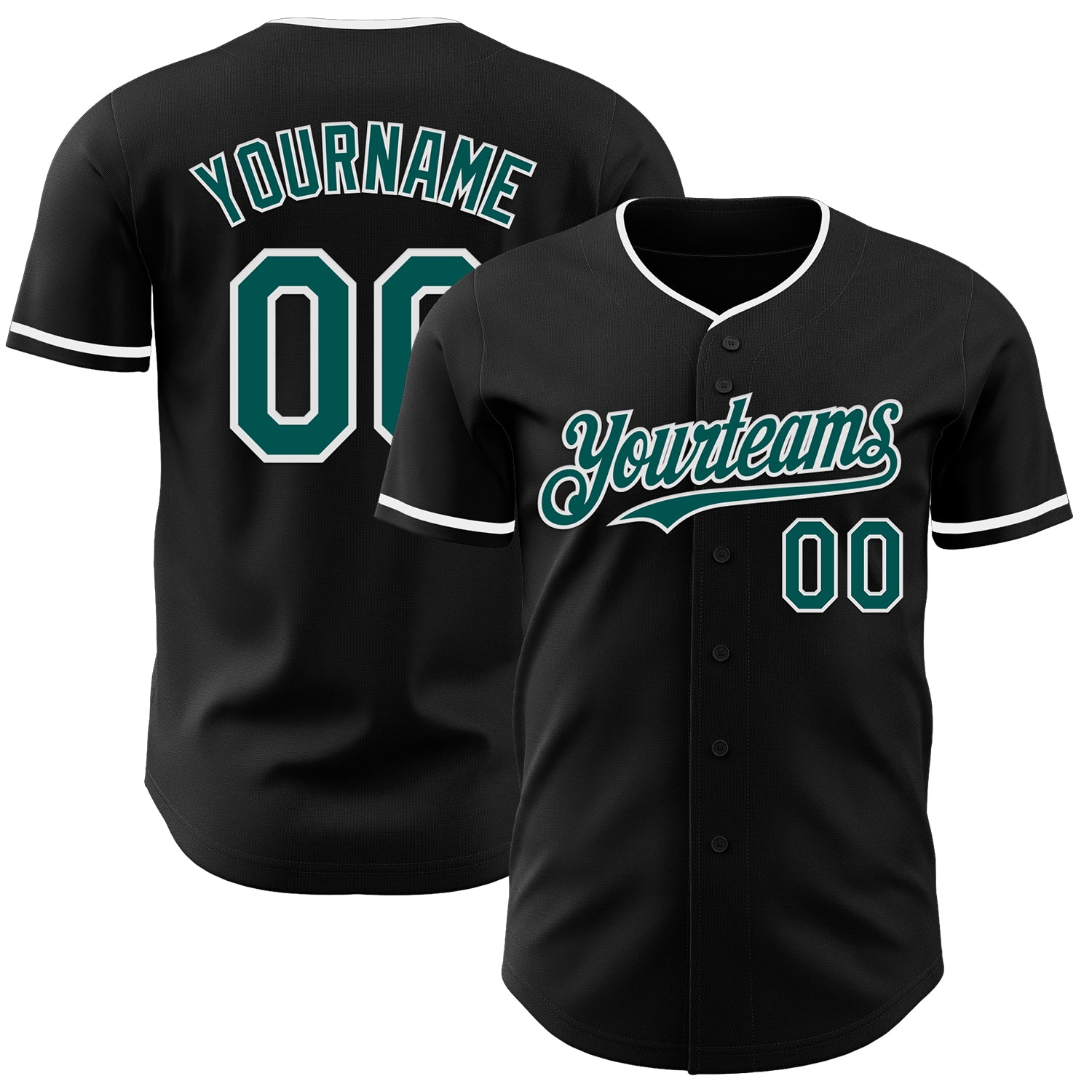 Custom Black Midnight Green-White Authentic Baseball Jersey