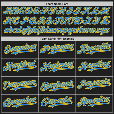 Custom Black Electric Blue-Yellow Authentic Baseball Jersey