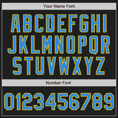 Custom Black Electric Blue-Yellow Authentic Baseball Jersey