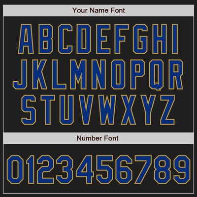 Custom Black Royal-Old Gold Authentic Baseball Jersey