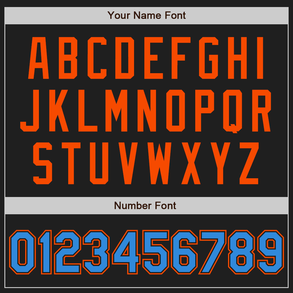 Custom Black Electric Blue-Orange Authentic Baseball Jersey