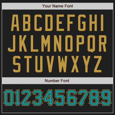 Custom Black Teal-Old Gold Authentic Baseball Jersey