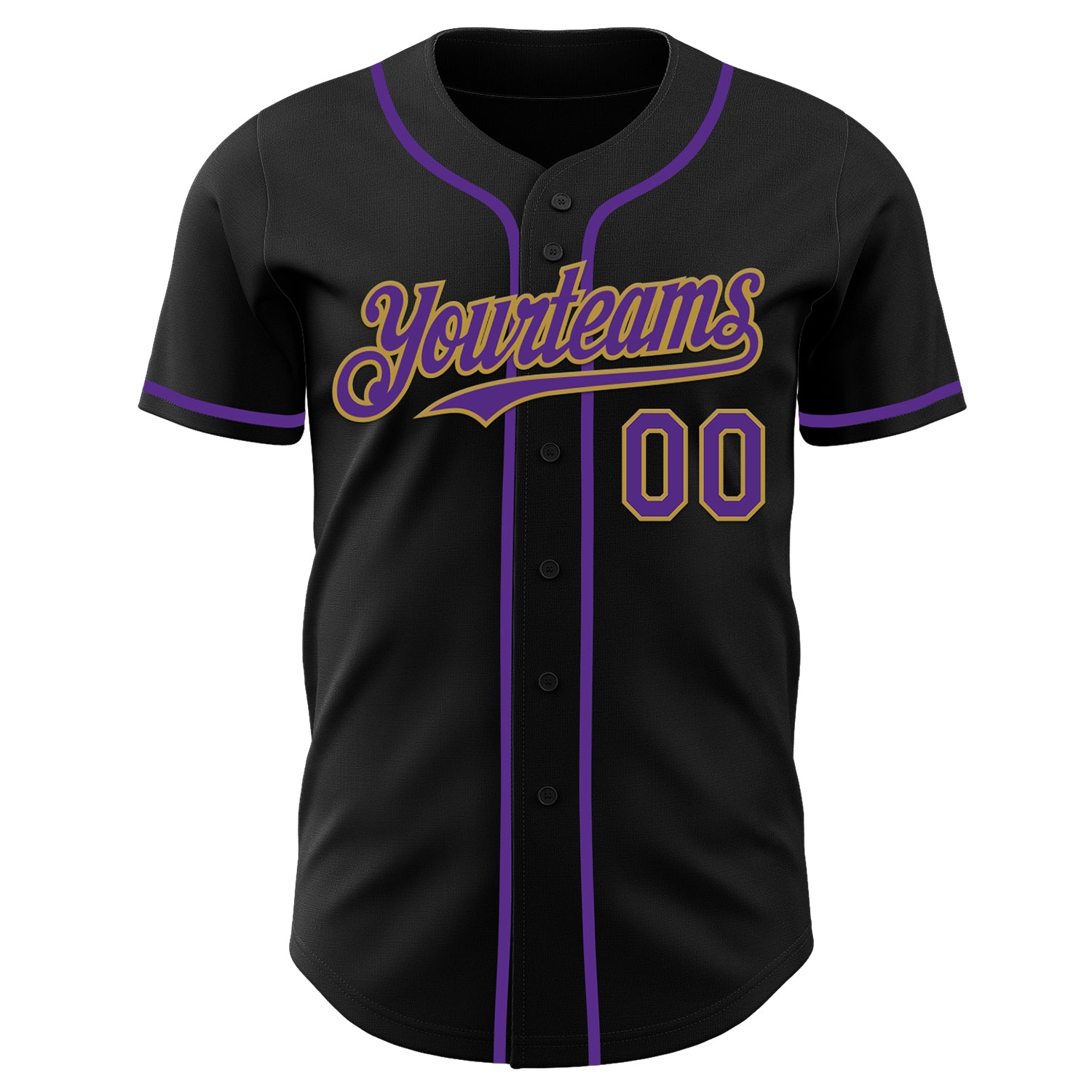 Custom Black Purple-Old Gold Authentic Baseball Jersey