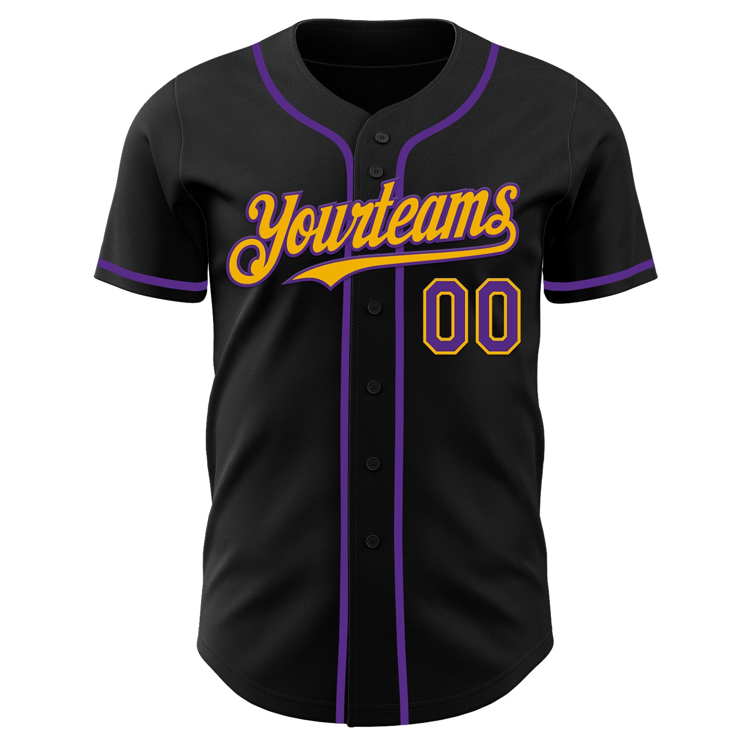 Custom Black Purple-Gold Authentic Baseball Jersey