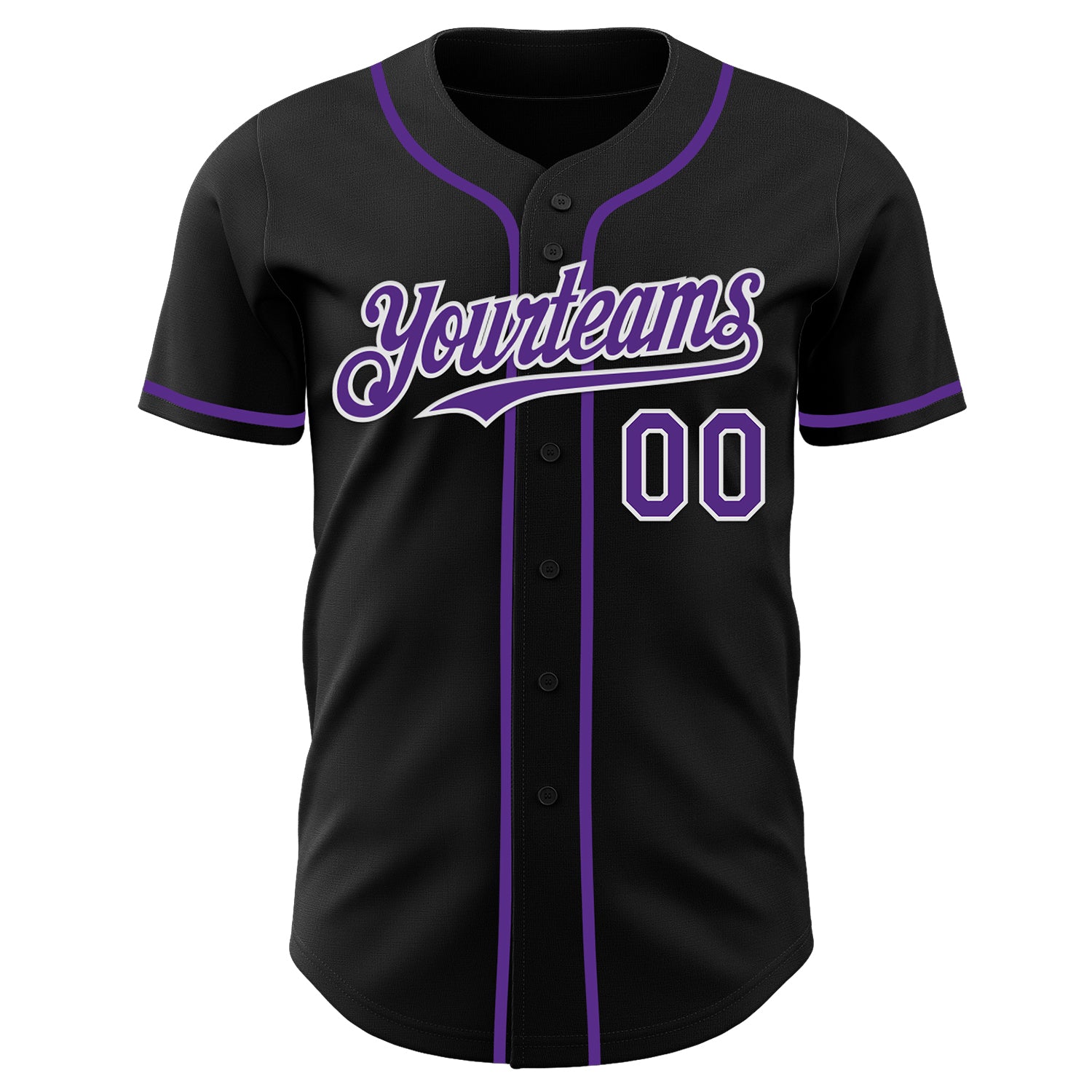 Custom Black Purple-White Authentic Baseball Jersey