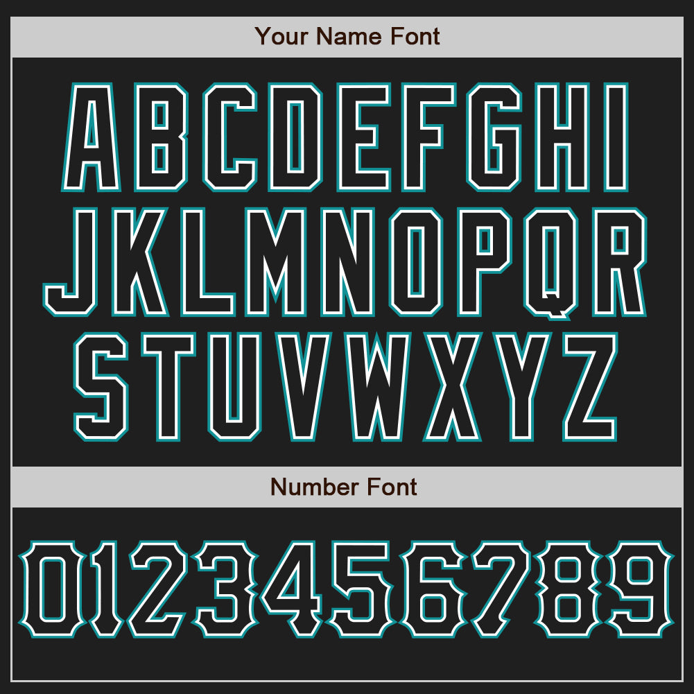 Custom Black White-Teal Authentic Baseball Jersey