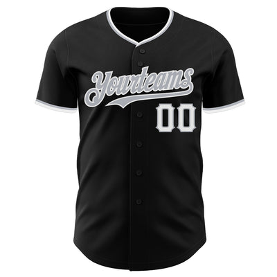 Custom Black Gray-White Authentic Baseball Jersey