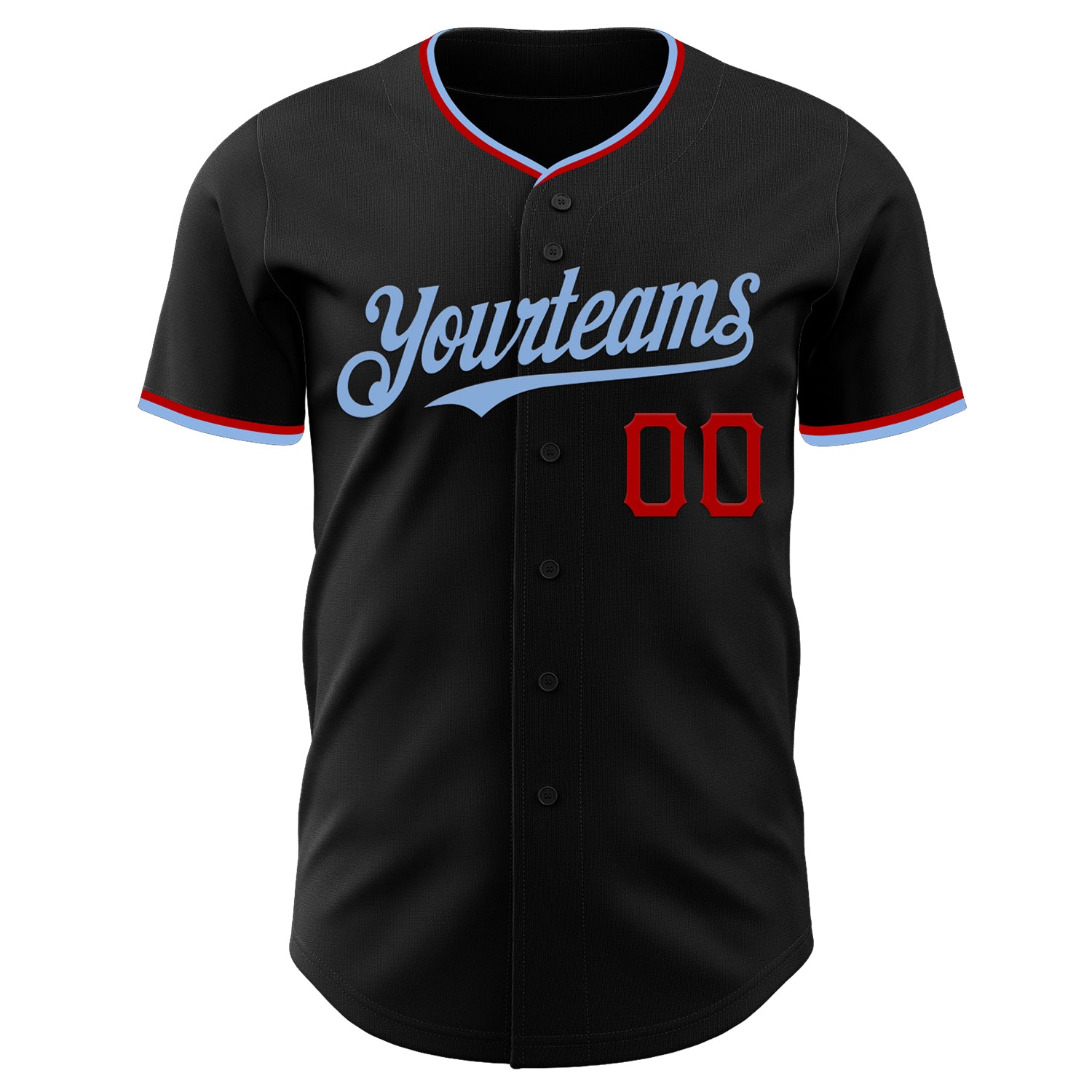 Custom Black Light Blue-Red Authentic Baseball Jersey