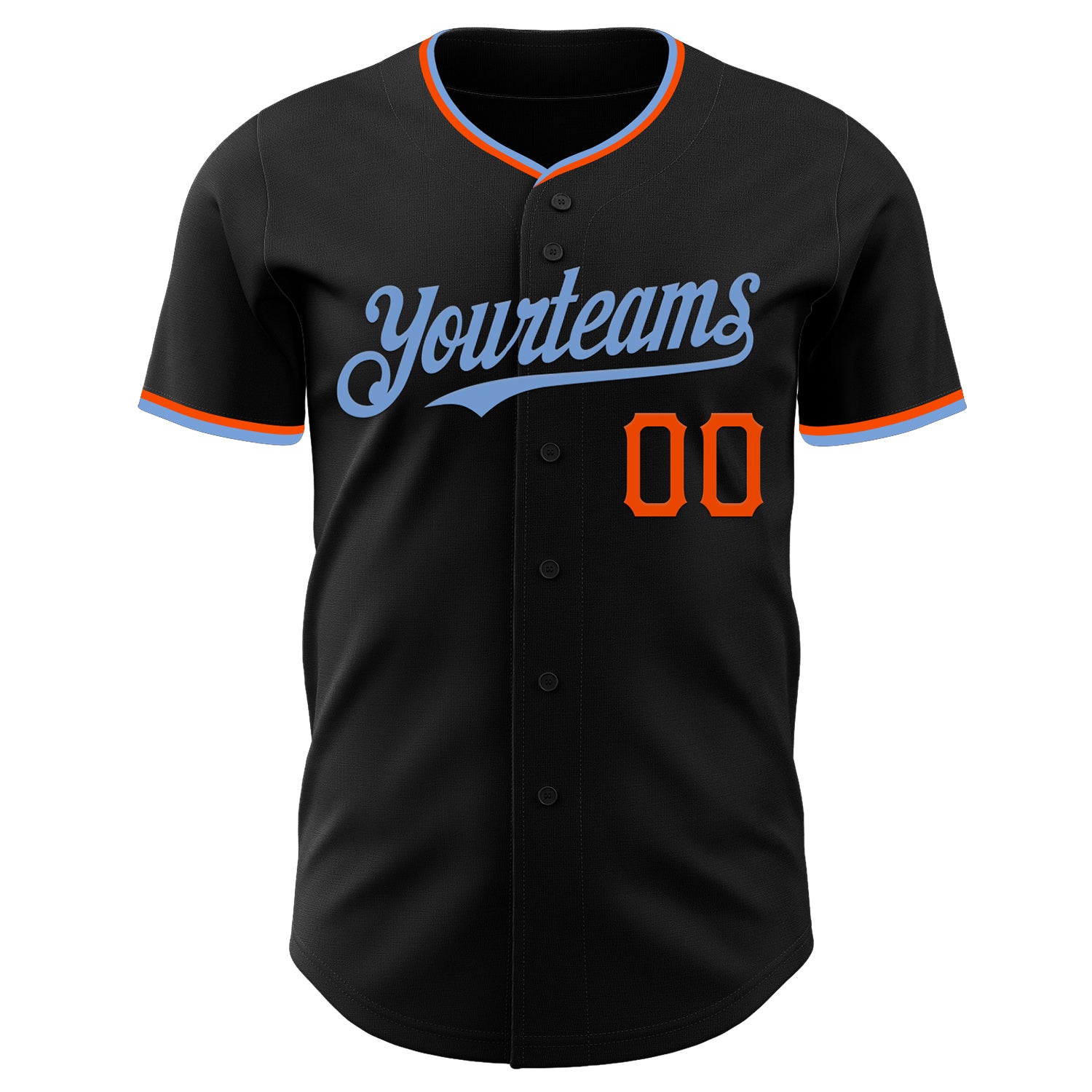 Custom Black Powder Blue-Orange Authentic Baseball Jersey