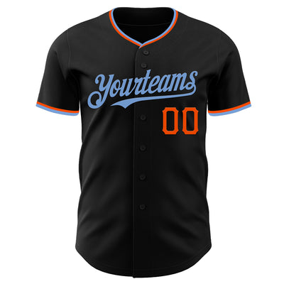 Custom Black Powder Blue-Orange Authentic Baseball Jersey