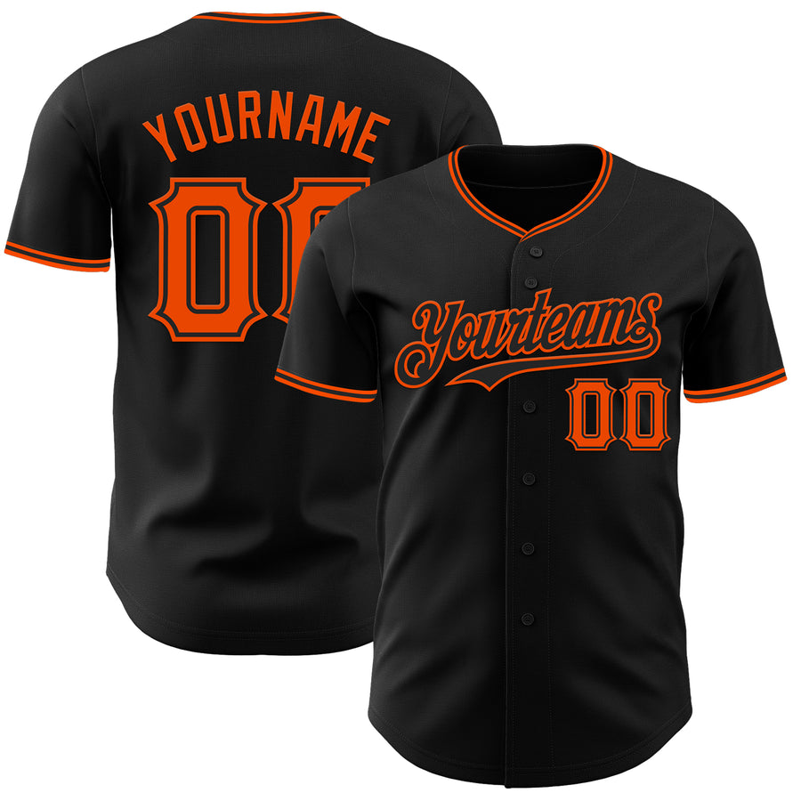 Custom Black Orange Authentic Baseball Jersey