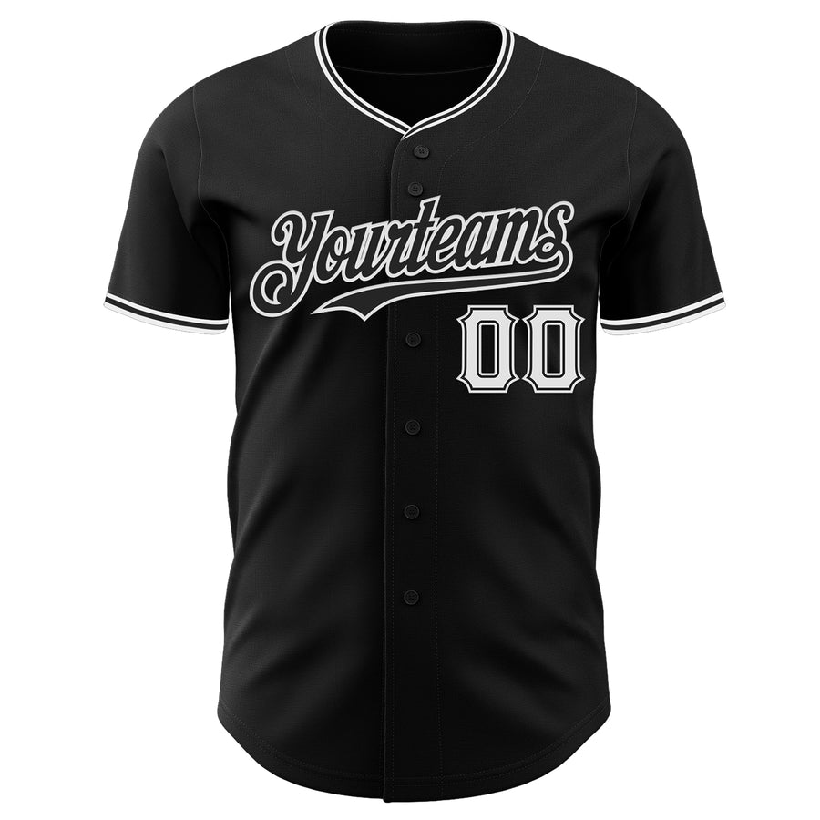 Custom Black White Authentic Baseball Jersey