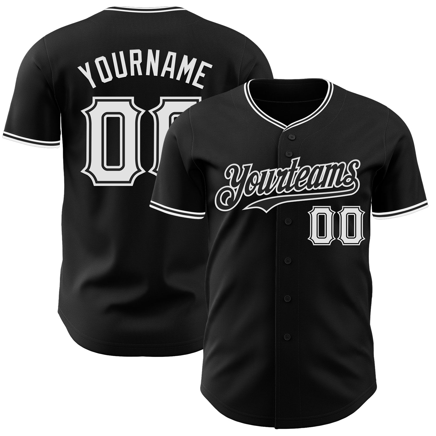 Custom Black White Authentic Baseball Jersey