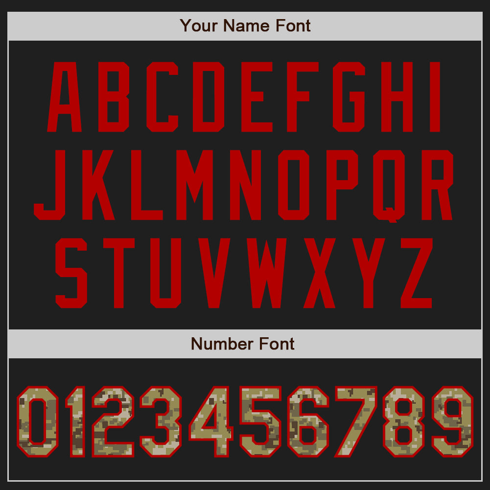 Custom Stitched Black Camo-Red Baseball Pullover Sweatshirt Hoodie