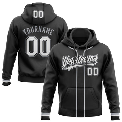 Custom Stitched Black White-Gray Baseball Pullover Sweatshirt Hoodie