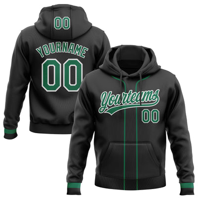 Custom Stitched Black Kelly Green-White Baseball Pullover Sweatshirt Hoodie