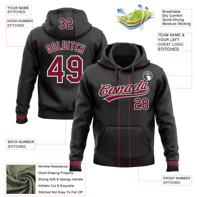 Custom Stitched Black Crimson-White Baseball Pullover Sweatshirt Hoodie