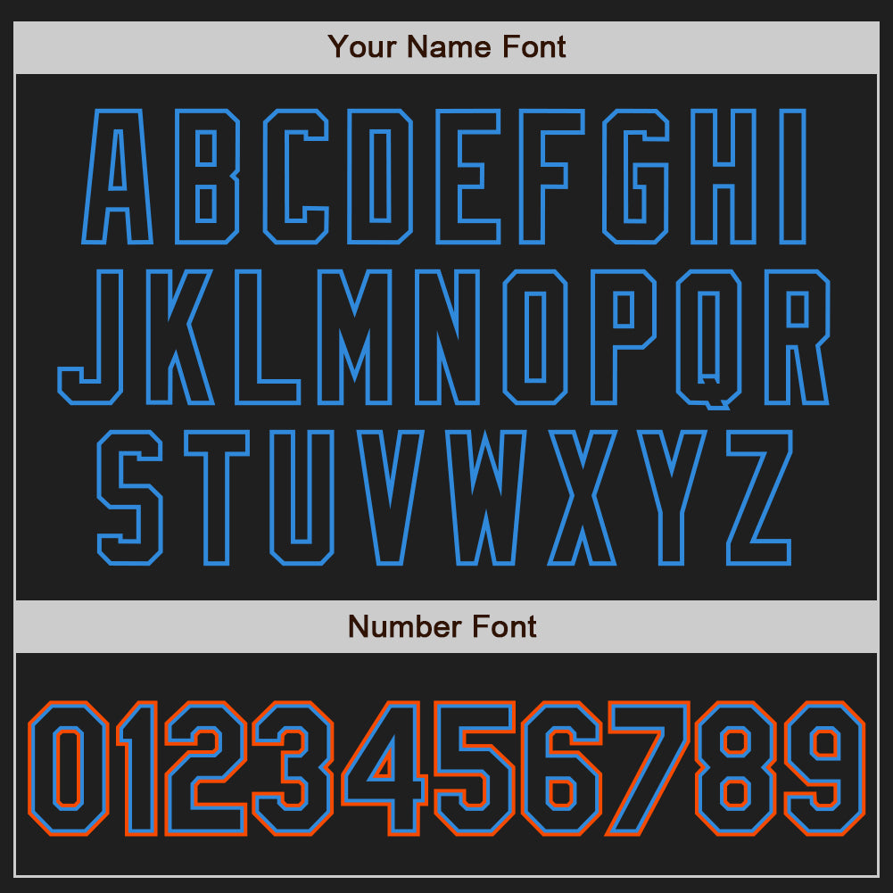 Custom Stitched Black Powder Blue-Orange Baseball Pullover Sweatshirt Hoodie