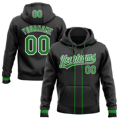Custom Stitched Black Grass Green-White Baseball Pullover Sweatshirt Hoodie