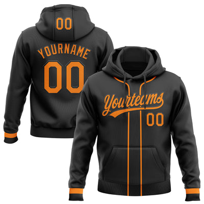 Custom Stitched Black Bay Orange Baseball Pullover Sweatshirt Hoodie