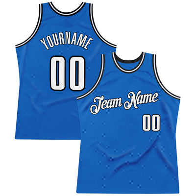 Custom Blue White-Black Authentic Throwback Basketball Jersey