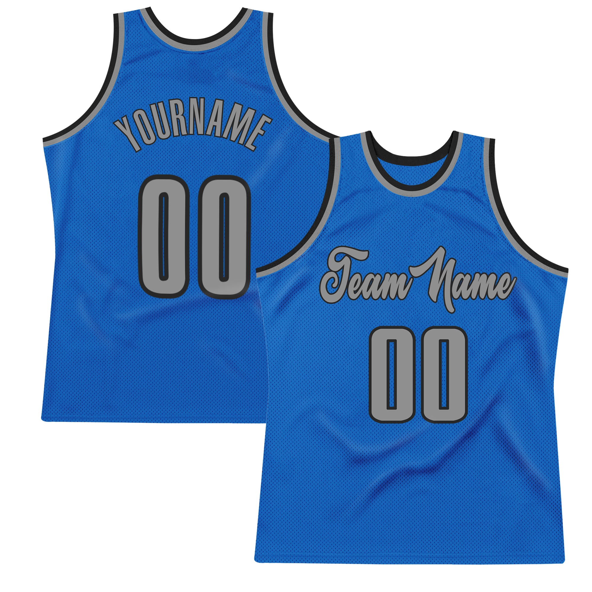 Custom Blue Gray-Black Authentic Throwback Basketball Jersey