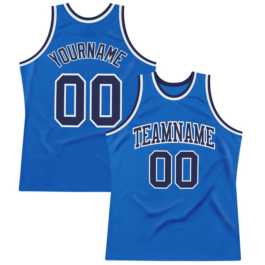 Custom Blue Navy-White Authentic Throwback Basketball Jersey