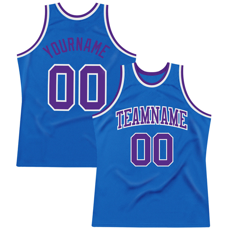 Custom Blue Purple-White Authentic Throwback Basketball Jersey