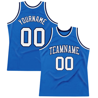 Custom Blue White-Navy Authentic Throwback Basketball Jersey