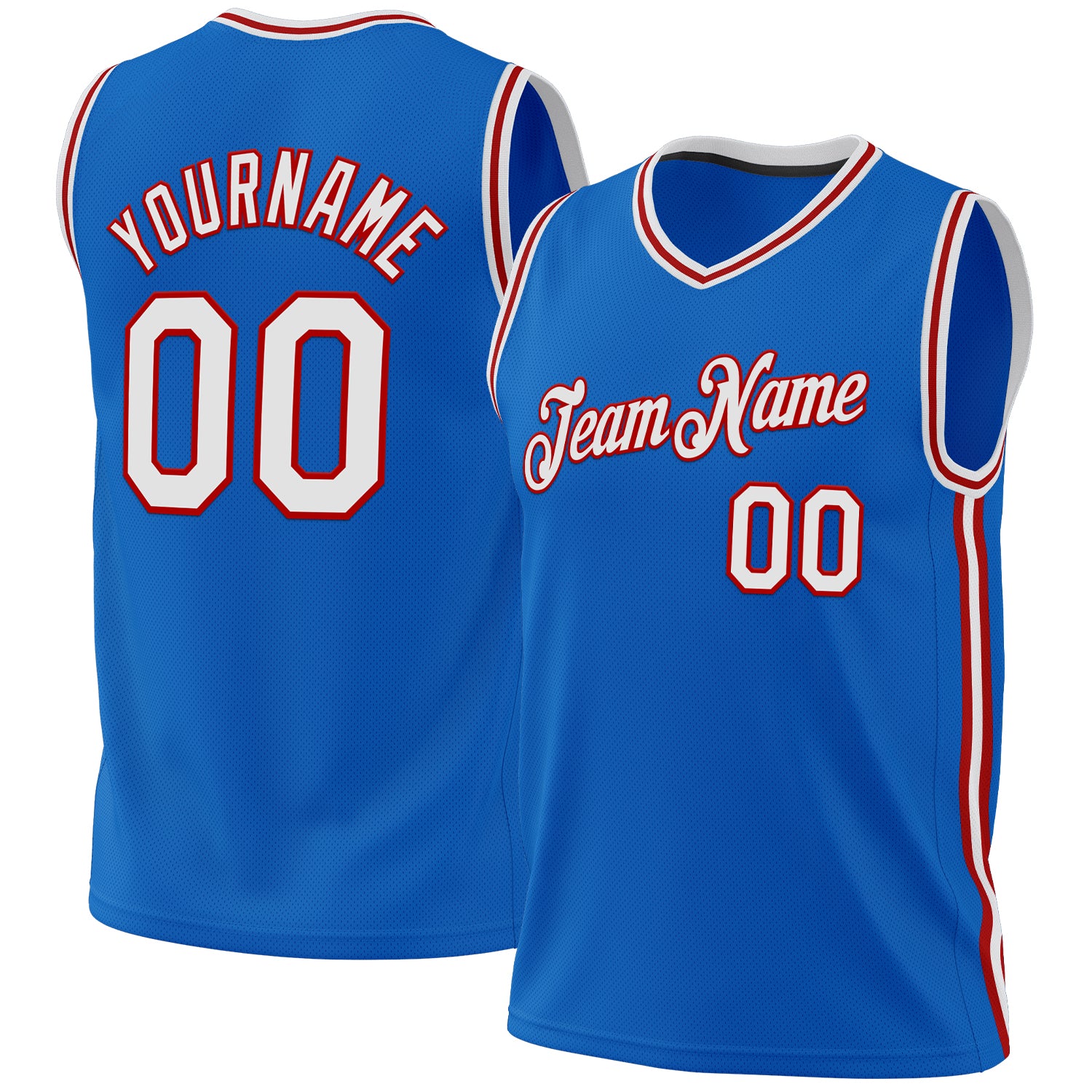 Custom Blue White-Red Authentic Throwback Basketball Jersey