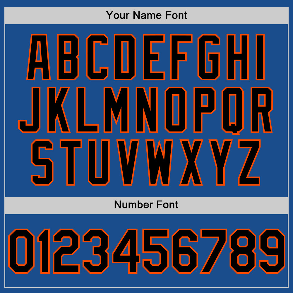 Custom Blue Black-Orange Mesh Authentic Throwback Baseball Jersey