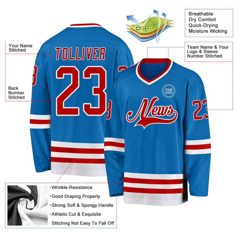 Custom Blue Red-White Hockey Jersey