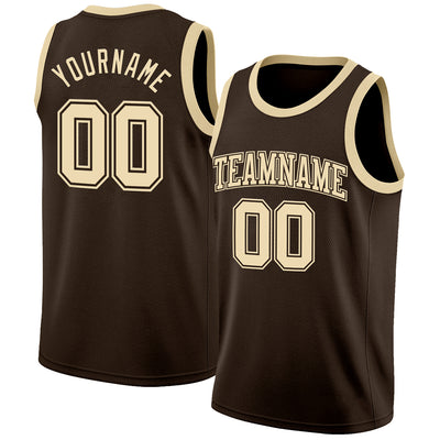Custom Brown Cream Authentic Basketball Jersey