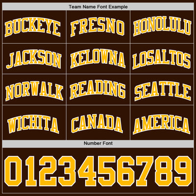 Custom Brown Gold-White Authentic Basketball Jersey