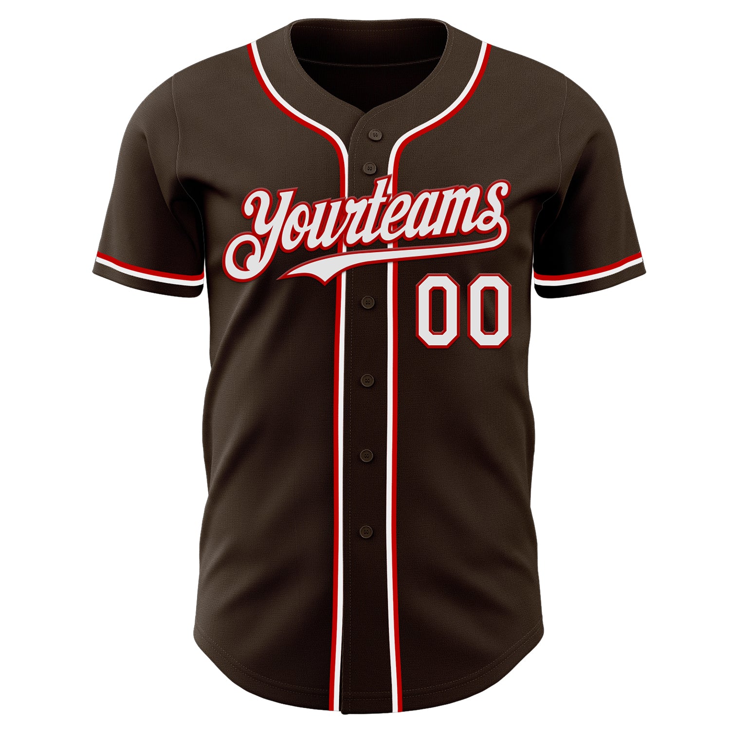 Custom Brown White-Red Authentic Baseball Jersey