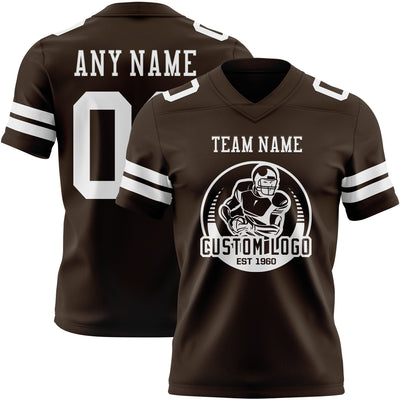 Custom Brown White Authentic Football Jersey