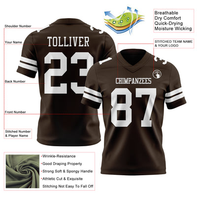 Custom Brown White Authentic Football Jersey