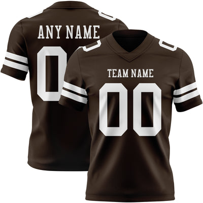 Custom Brown White Authentic Football Jersey