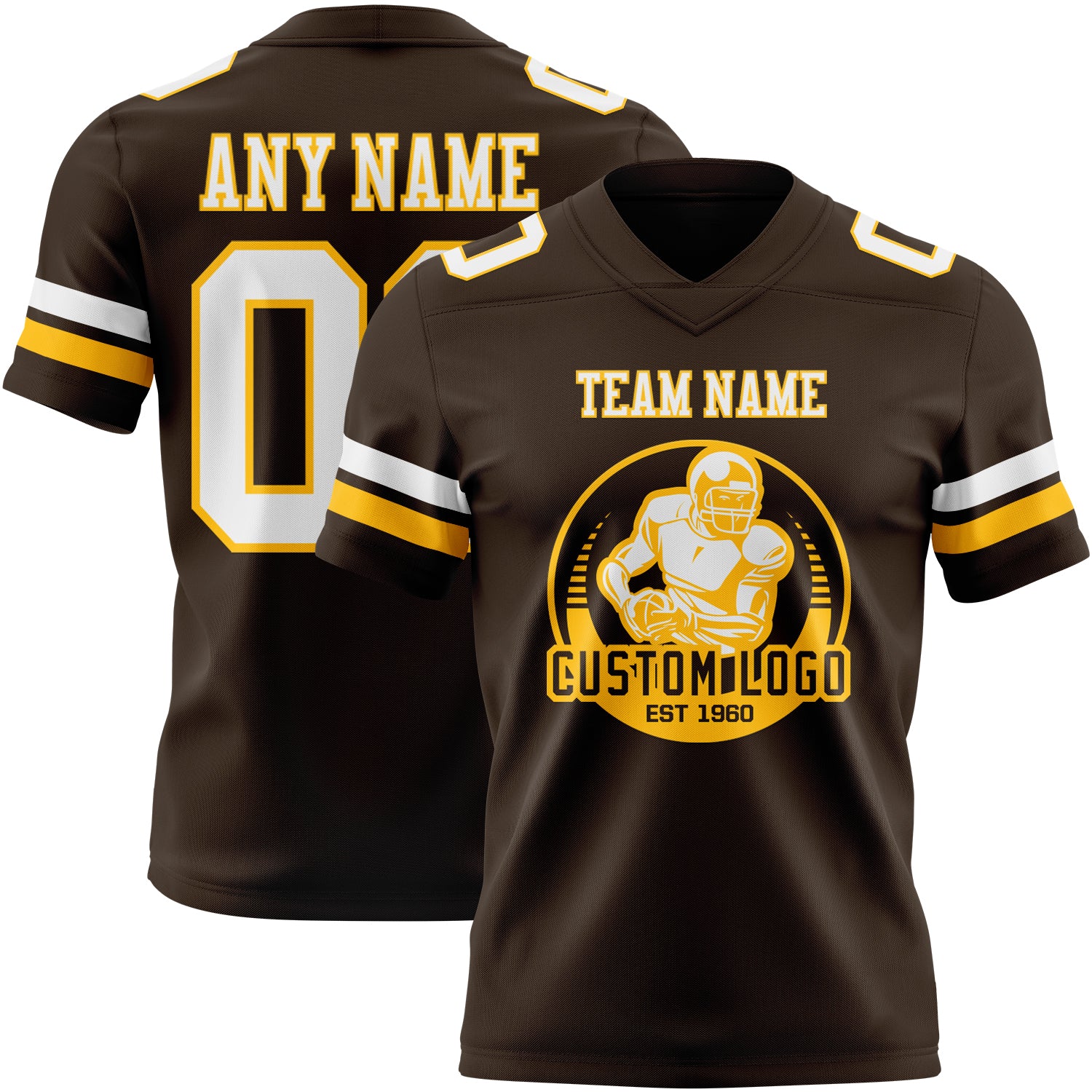 Custom Brown White-Gold Authentic Football Jersey